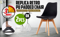 2X Retro Dining Cafe Chair Padded Seat BLACK - ElectronX Plus