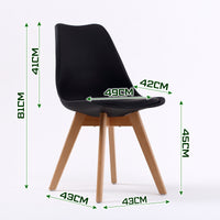 2X Retro Dining Cafe Chair Padded Seat BLACK - ElectronX Plus