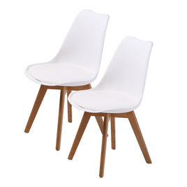 2X Retro Dining Cafe Chair Padded Seat WHITE - ElectronX Plus