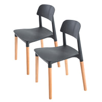 2X Retro Belloch Stackable Dining Cafe Chair BLACK - ElectronX Plus