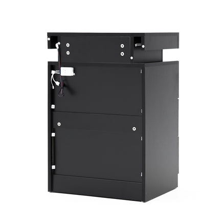 Bedside Table 3 Drawers RGB LED Bedroom Cabinet Nightstand Gloss GLORY BLACK - ElectronX Plus