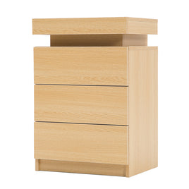 Bedside Table 3 Drawers RGB LED Bedroom Cabinet Nightstand Gloss GLORY OAK - ElectronX Plus