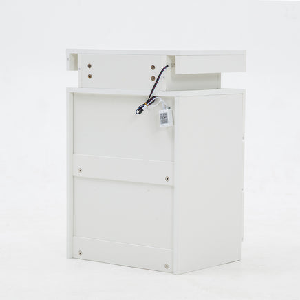 Bedside Table 3 Drawers RGB LED Bedroom Cabinet Nightstand Gloss GLORY WHITE - ElectronX Plus