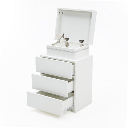 2X Bedside Table 3 Drawers RGB LED Bedroom Cabinet Nightstand Gloss GLORY WHITE - ElectronX Plus