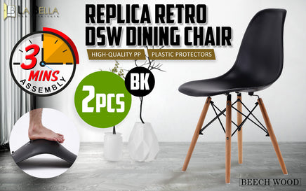 2X Retro Dining Cafe Chair DSW BLACK - ElectronX Plus