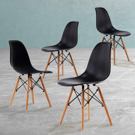 4X Retro Dining Cafe Chair DSW BLACK - ElectronX Plus