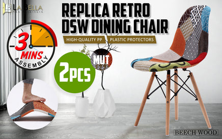 2X Retro Dining Cafe Chair DSW MULTI COLOUR - ElectronX Plus