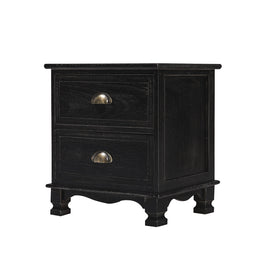 Bedside Table 2 Drawer Vintage Side Table Storage Cabinet Bedroom LYDIA BLACK - ElectronX Plus