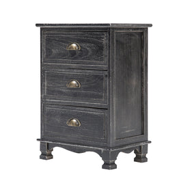 Bedside Table 3 Drawer Vintage Side Table Storage Cabinet Bedroom CLARA BLACK - ElectronX Plus