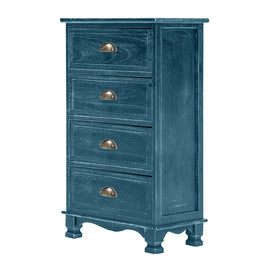 Bedside Table 4 Drawer Vintage Side Table Storage Cabinet Bedroom ADELINE BLUE - ElectronX Plus