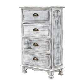 Bedside Table 4 Drawer Vintage Side Table Storage Cabinet Bedroom ADELINE GREY - ElectronX Plus