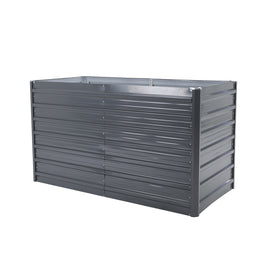 2-in-1 Raised Garden Bed Galvanised Steel Planter 240 x 80 x 77cm GREY - ElectronX Plus