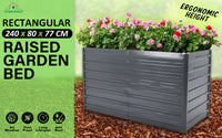 2-in-1 Raised Garden Bed Galvanised Steel Planter 240 x 80 x 77cm GREY - ElectronX Plus