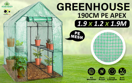 Garden Greenhouse Walk-In Shed 1.9x1.2x1.9M PE Apex - ElectronX Plus