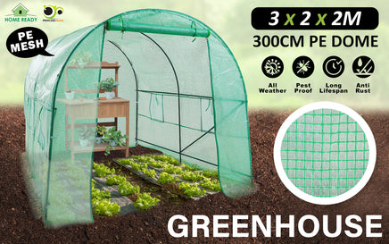 Greenhouse Walk-In Shed 3x2x2M PE Dome Tunnel Polytunnel - ElectronX Plus