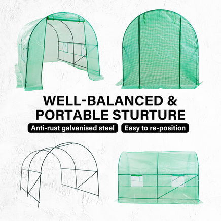 Greenhouse Walk-In Shed 3x2x2M PE Dome Tunnel Polytunnel - ElectronX Plus