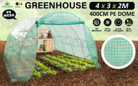 Greenhouse Walk-In Shed 4x3x2M PE Dome Hoop Tunnel Polytunnel - ElectronX Plus