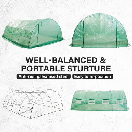 Greenhouse Walk-In Shed 4x3x2M PE Dome Hoop Tunnel Polytunnel - ElectronX Plus