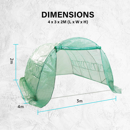 Greenhouse Walk-In Shed 4x3x2M PE Dome Hoop Tunnel Polytunnel - ElectronX Plus