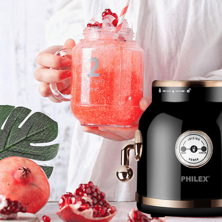 PHILEX Electric Blender Juice Smoothie Ice Mixer Retro 600ml + 2 Cups BLACK - ElectronX Plus