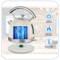 PHILEX Electric Kettle Water Boiler Stainless Steel Retro 1.7L OFF-WHITE - ElectronX Plus