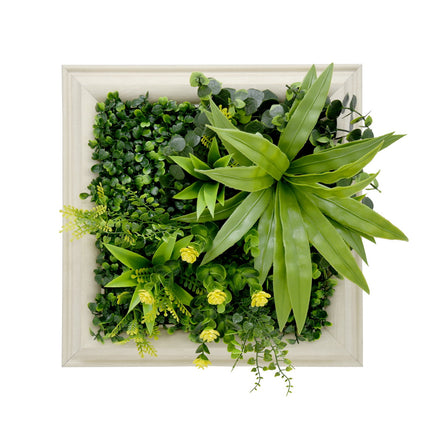 YES4HOMES 3D Green Artificial Plants Wall Panel Flower Wall With Frame Vertical Garden UV Resistant 33X33CM Flourishing Spring - ElectronX Plus