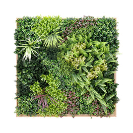 YES4HOMES 3D 1Mx1M Green Artificial Plants Wall Panel Flower Wall With Frame Vertical Garden UV Resistant Frame - ElectronX Plus