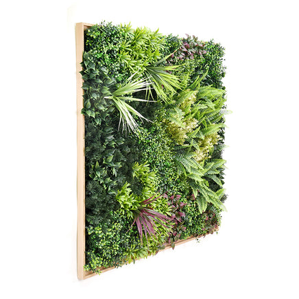 YES4HOMES 3D 1Mx1M Green Artificial Plants Wall Panel Flower Wall With Frame Vertical Garden UV Resistant Frame - ElectronX Plus