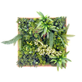 YES4HOMES 3D Green Artificial Plants Wall Panel Flower Wall With Frame Vertical Garden UV Resistant 50X50CM - ElectronX Plus