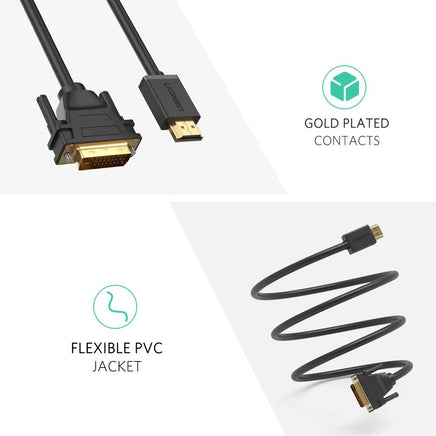 UGREEN 10136 HDMI To DVI 24+1 Cable 3M - ElectronX Plus