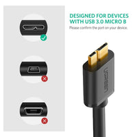 UGREEN USB 3.0 A Male to Micro USB 3.0 Male Cable - Black 0.5M (10840) - ElectronX Plus