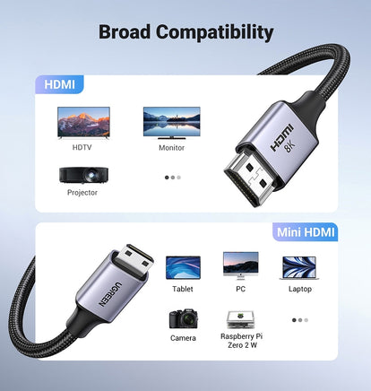 UGREEN 15515 8K Mini-HDMI to HDMI Cable 2M - ElectronX Plus