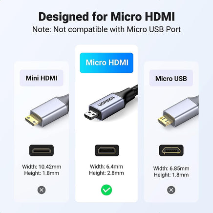 UGREEN 15516 8K Micro-HDMI to HDMI Cable 1M - ElectronX Plus