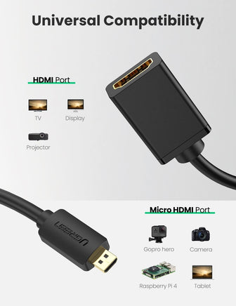 UGREEN 20134 Micro HDMI Male to HDMI Female Cable - ElectronX Plus