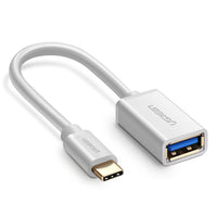 UGREEN USB Type-C Male to USB 3.0 Type A Female OTG Cable - White 15CM (30702) - ElectronX Plus