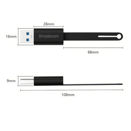 Simplecom CA132 USB-A Male to USB-C Female Adapter USB 3.2 Gen 2 Data & Charging Double-Side 10Gbps - ElectronX Plus