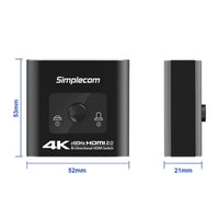 Simplecom CM302 Bi-Directional 2 Way HDMI 2.0 Switch Selector 4K@60Hz HDCP 2.2 - ElectronX Plus