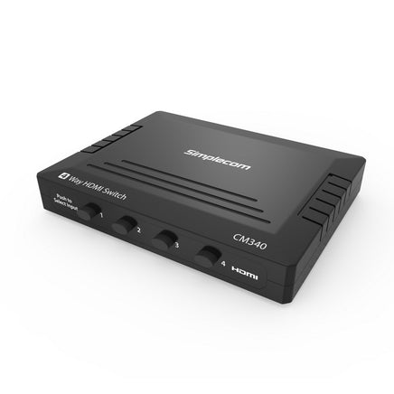 Simplecom CM340 Mechanical 4 Way Manual Push Button HDMI Switch Box 4 Port 4K UHD HDCP - ElectronX Plus