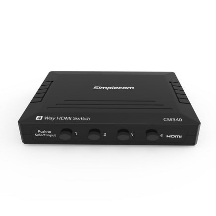 Simplecom CM340 Mechanical 4 Way Manual Push Button HDMI Switch Box 4 Port 4K UHD HDCP - ElectronX Plus