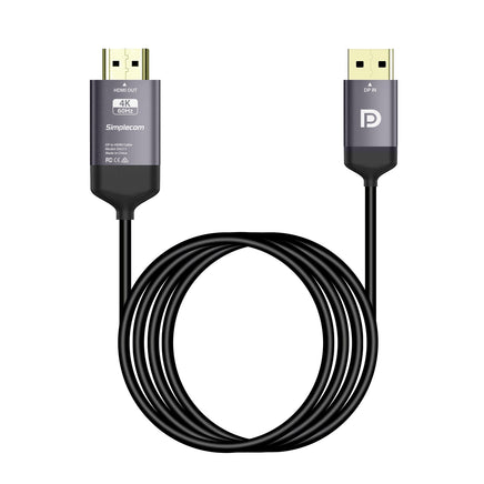 Simplecom DA211 Active DisplayPort to HDMI 2.0 Cable 2M 4K@60Hz - ElectronX Plus