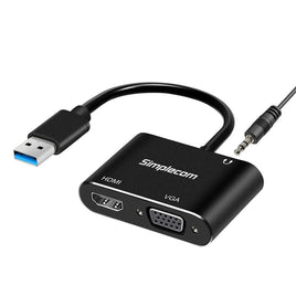 Simplecom DA316A USB to HDMI + VGA Video Card Adapter with 3.5mm Audio - ElectronX Plus