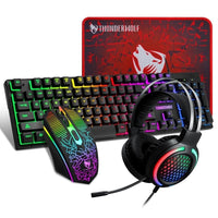 T-Wolf TF400 4-pcs Rainbow Keyboard/Mouse/Headphone/Mouse Pad Kit Set - ElectronX Plus