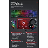 T-Wolf TF400 4-pcs Rainbow Keyboard/Mouse/Headphone/Mouse Pad Kit Set - ElectronX Plus