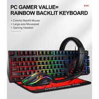 T-Wolf TF800 RGB 4-pcs Gaming Keyboard/Mouse/Headphone/Mouse Pad Kit Set - ElectronX Plus