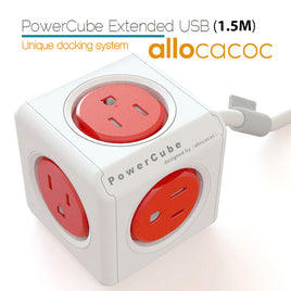 ALLOCACOC POWERCUBE Extended Boston Red 5 Outlets with 1.5M CABLE - ElectronX Plus