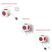 ALLOCACOC POWERCUBE Extended Boston Red 5 Outlets with 1.5M CABLE - ElectronX Plus