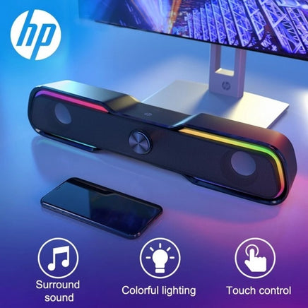 HP DHE-6002 Wired Soundbar RGB Light Multimedia Speaker - ElectronX Plus