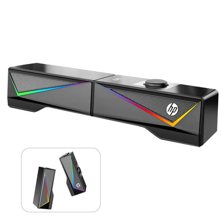 HP DHE-6005 Wired RGB Gaming Surround Soundbar Stereo Speaker - ElectronX Plus