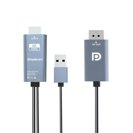 Simplecom TH201 HDMI to DisplayPort Active Converter Cable 4K@60hz USB Powered 2M - ElectronX Plus