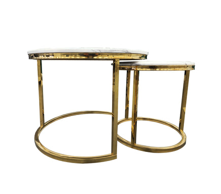 Nesting Style Coffee Table - White on Gold - 60cm/45cm - ElectronX Plus